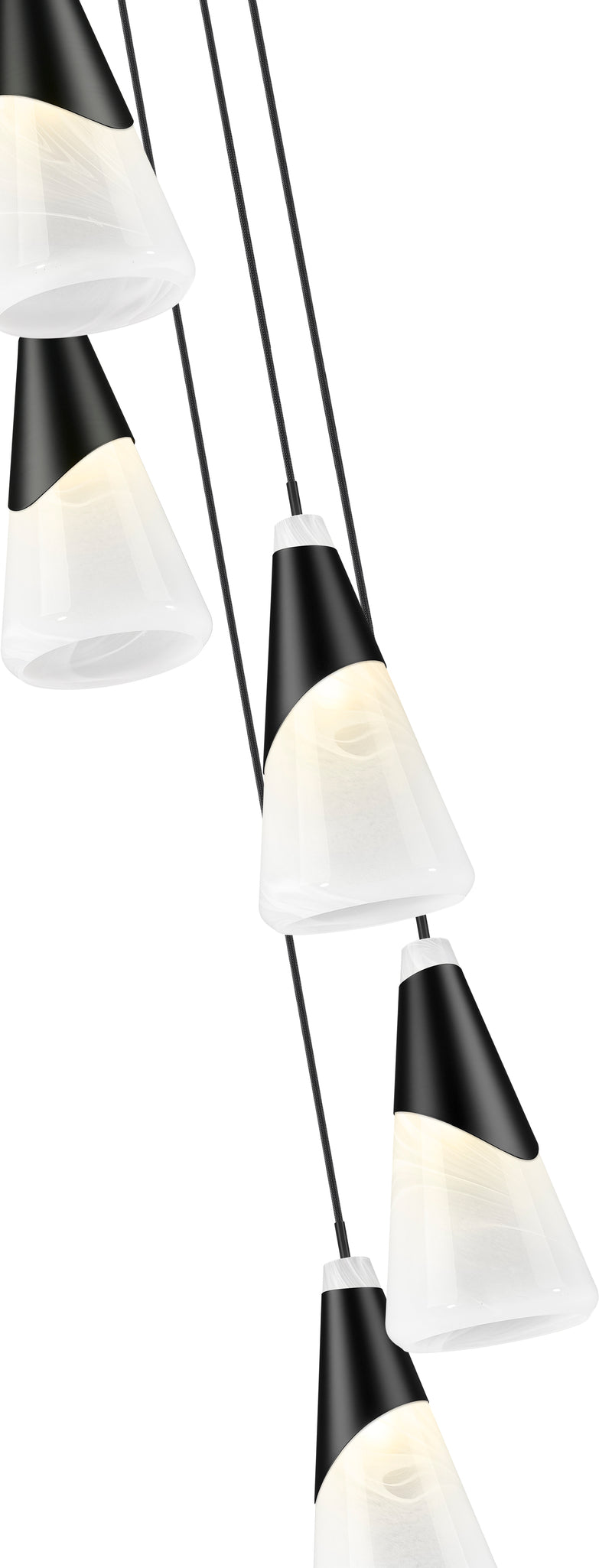 Aimie 5 Light 12" Pendant, 15.75" Tall in Matte Black