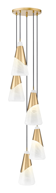 Aimie 5 Light 12" Pendant, 15.75" Tall in Modern Gold