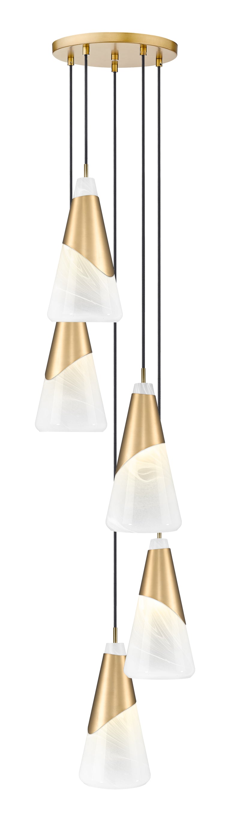 Aimie 5 Light 12" Pendant, 15.75" Tall in Modern Gold