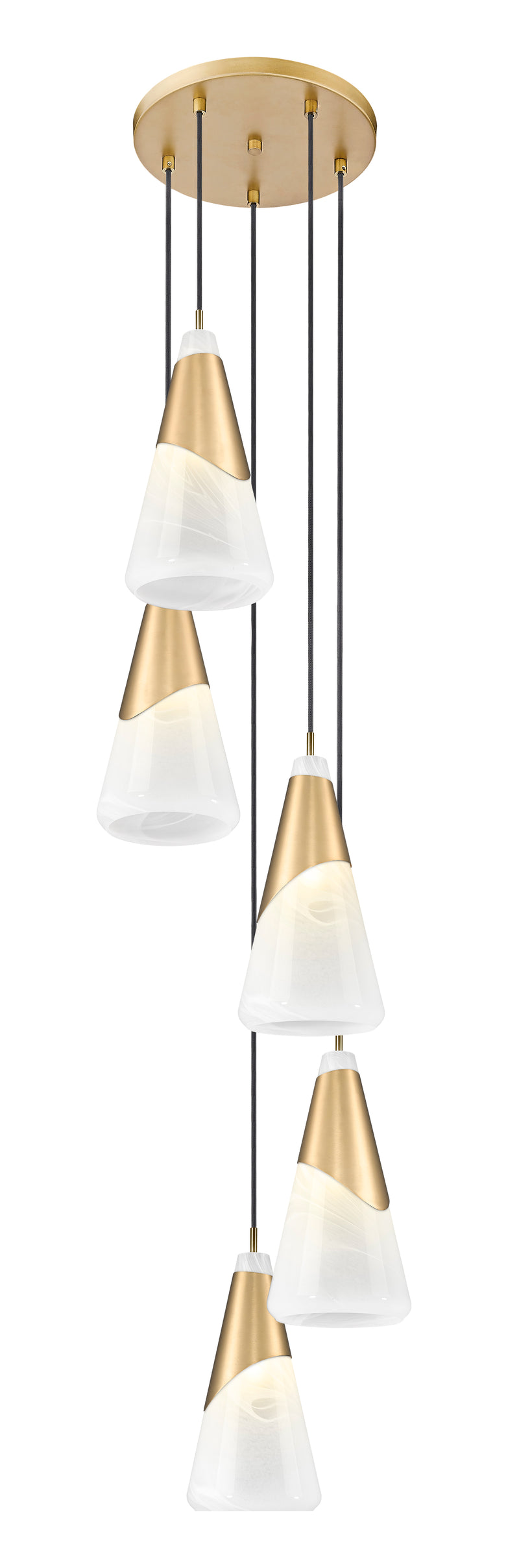 Aimie 5 Light 12" Pendant, 15.75" Tall in Modern Gold