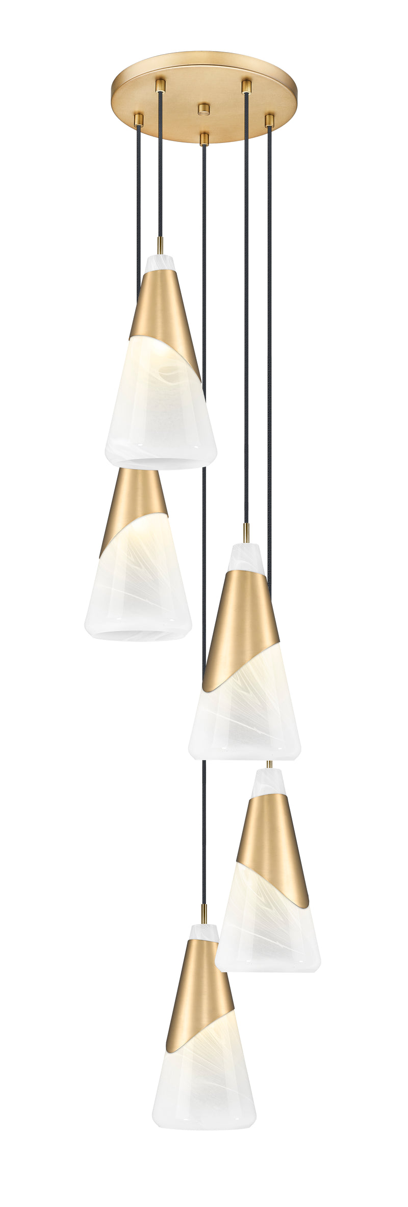 Aimie 5 Light 12" Pendant, 15.75" Tall in Modern Gold
