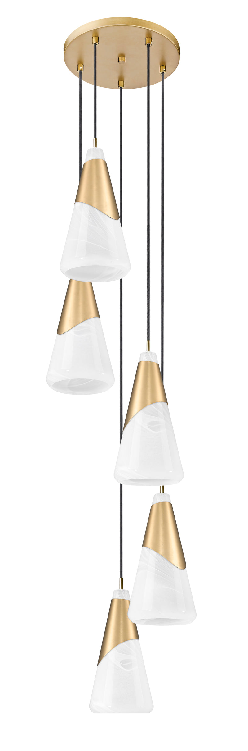 Aimie 5 Light 12" Pendant, 15.75" Tall in Modern Gold