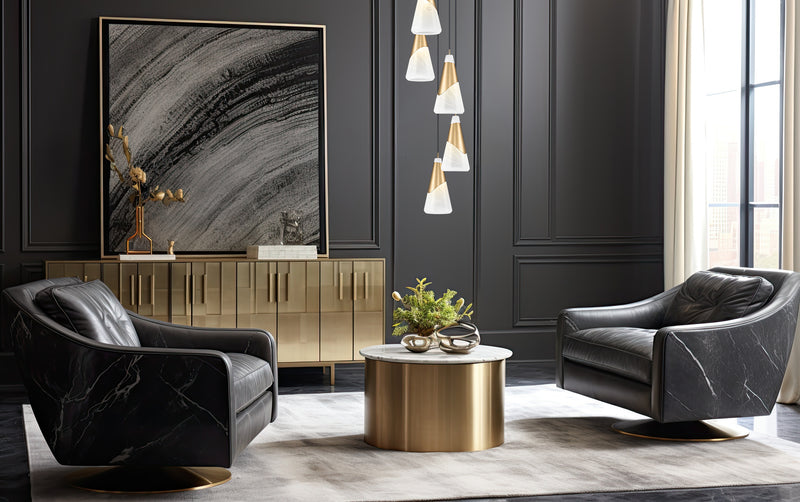 Aimie 5 Light 12" Pendant, 15.75" Tall in Modern Gold in a room setting