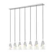 Aimie 7 Light 54" Linear Pendant, 15.75" Tall in Brushed Nickel