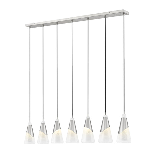 Aimie 7 Light 54" Linear Pendant, 15.75" Tall in Brushed Nickel