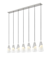 Aimie 7 Light 54" Linear Pendant, 15.75" Tall in Brushed Nickel