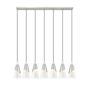 Aimie 7 Light 54" Linear Pendant, 15.75" Tall in Brushed Nickel
