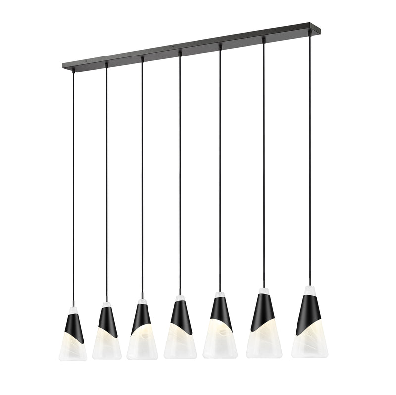 Aimie 7 Light 54" Linear Pendant, 15.75" Tall in Matte Black