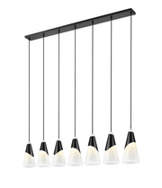 Aimie 7 Light 54" Linear Pendant, 15.75" Tall in Matte Black