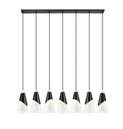 Aimie 7 Light 54" Linear Pendant, 15.75" Tall in Matte Black