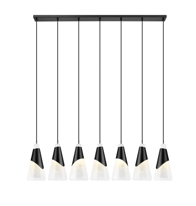 Aimie 7 Light 54" Linear Pendant, 15.75" Tall in Matte Black