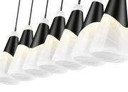Aimie 7 Light 54" Linear Pendant, 15.75" Tall in Matte Black