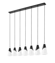 Aimie 7 Light 54" Linear Pendant, 15.75" Tall in Matte Black