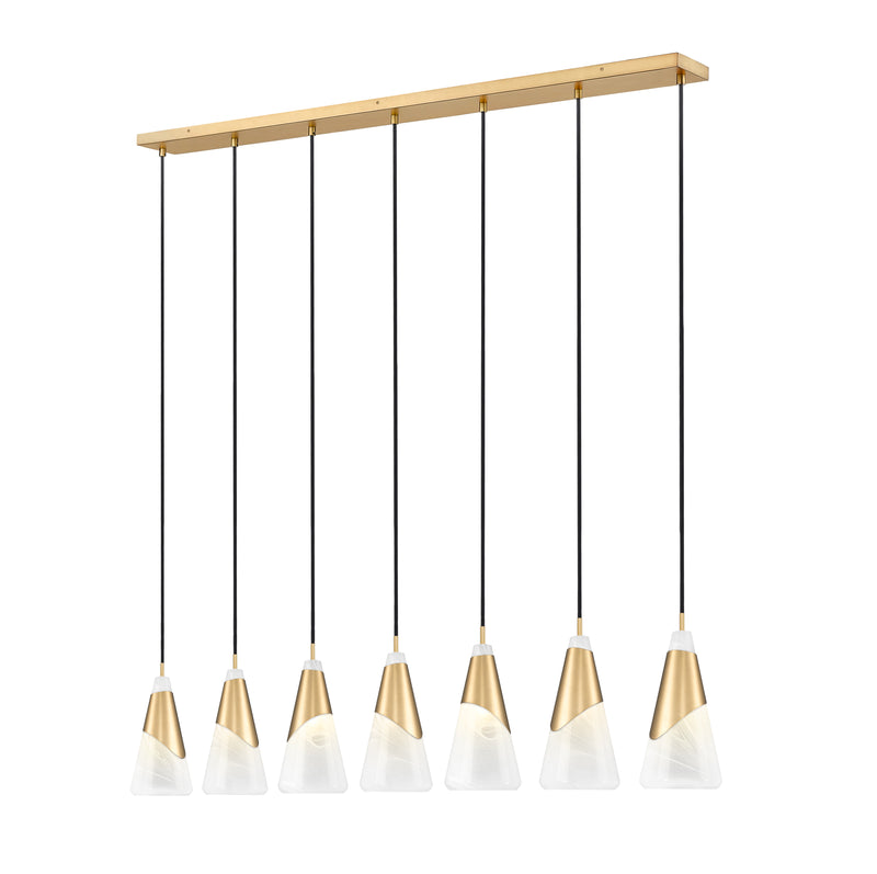 Aimie 7 Light 54" Linear Pendant, 15.75" Tall in Modern Gold