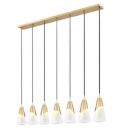 Aimie 7 Light 54" Linear Pendant, 15.75" Tall in Modern Gold