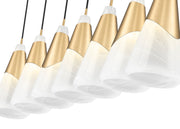 Aimie 7 Light 54" Linear Pendant, 15.75" Tall in Modern Gold