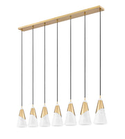 Aimie 7 Light 54" Linear Pendant, 15.75" Tall in Modern Gold