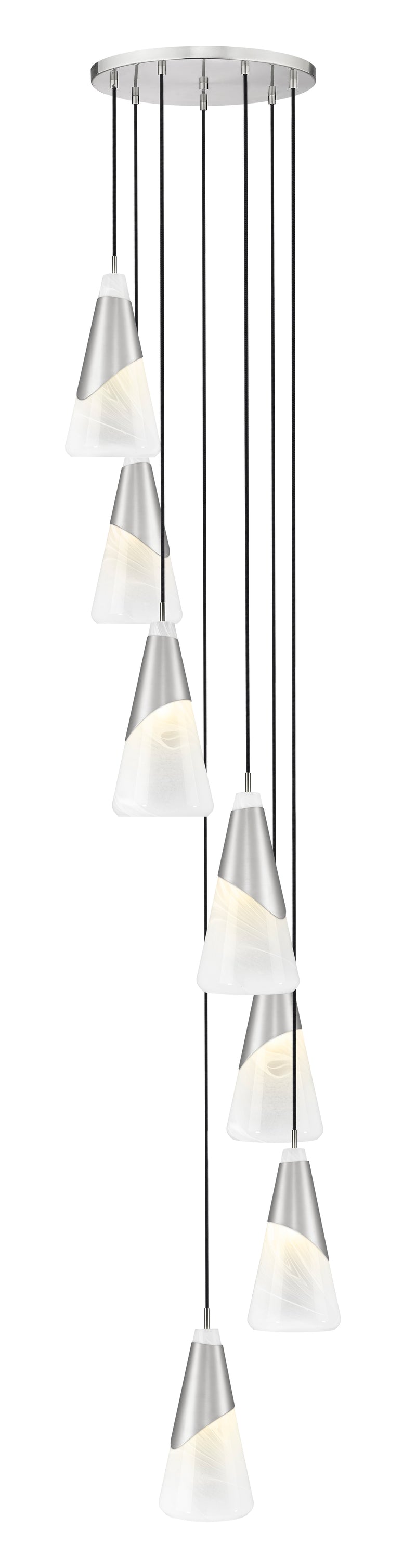 Aimie 7 Light 18" Pendant, 15.75" Tall in Brushed Nickel