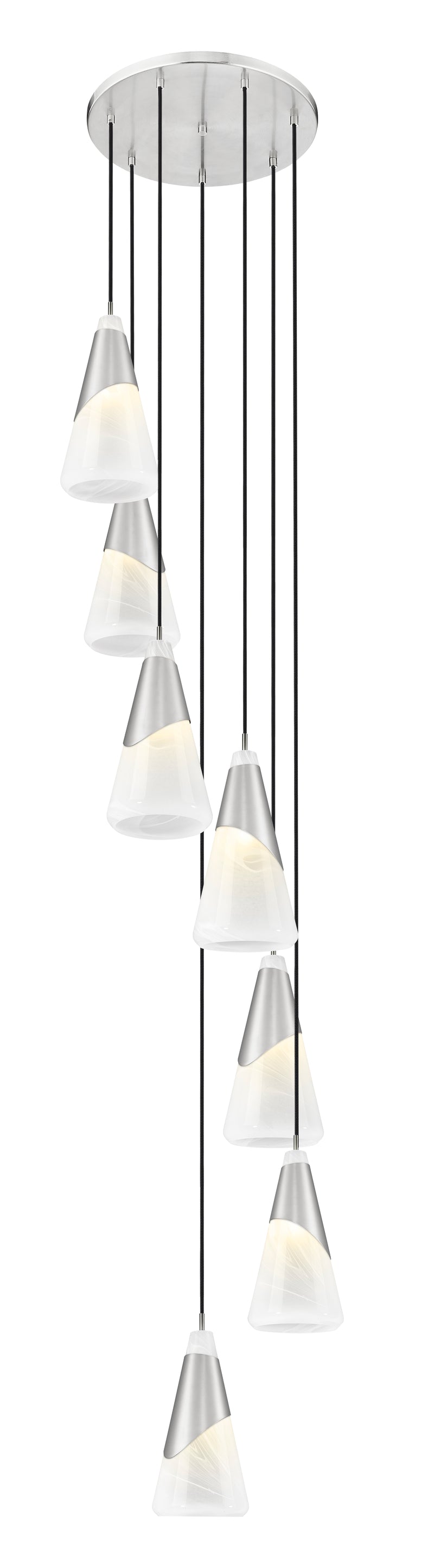 Aimie 7 Light 18" Pendant, 15.75" Tall in Brushed Nickel