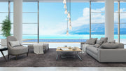 Aimie 7 Light 18" Pendant, 15.75" Tall in Brushed Nickel in a room setting