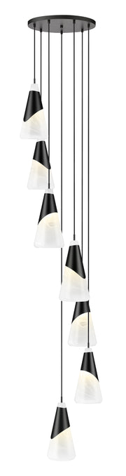 Aimie 7 Light 18" Pendant, 15.75" Tall in Matte Black