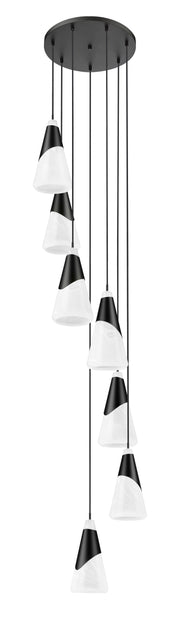 Aimie 7 Light 18" Pendant, 15.75" Tall in Matte Black