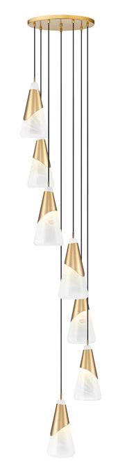 Aimie 7 Light 18" Pendant, 15.75" Tall in Modern Gold