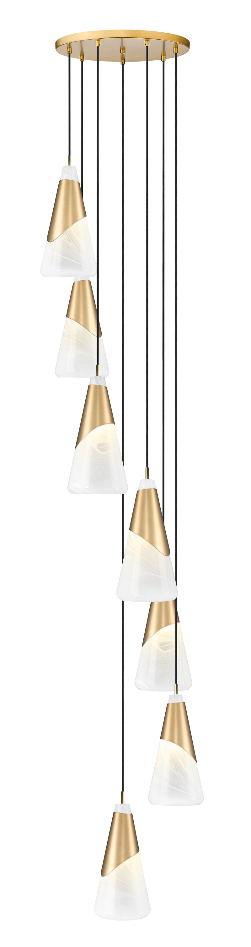 Aimie 7 Light 18" Pendant, 15.75" Tall in Modern Gold