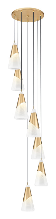 Aimie 7 Light 18" Pendant, 15.75" Tall in Modern Gold
