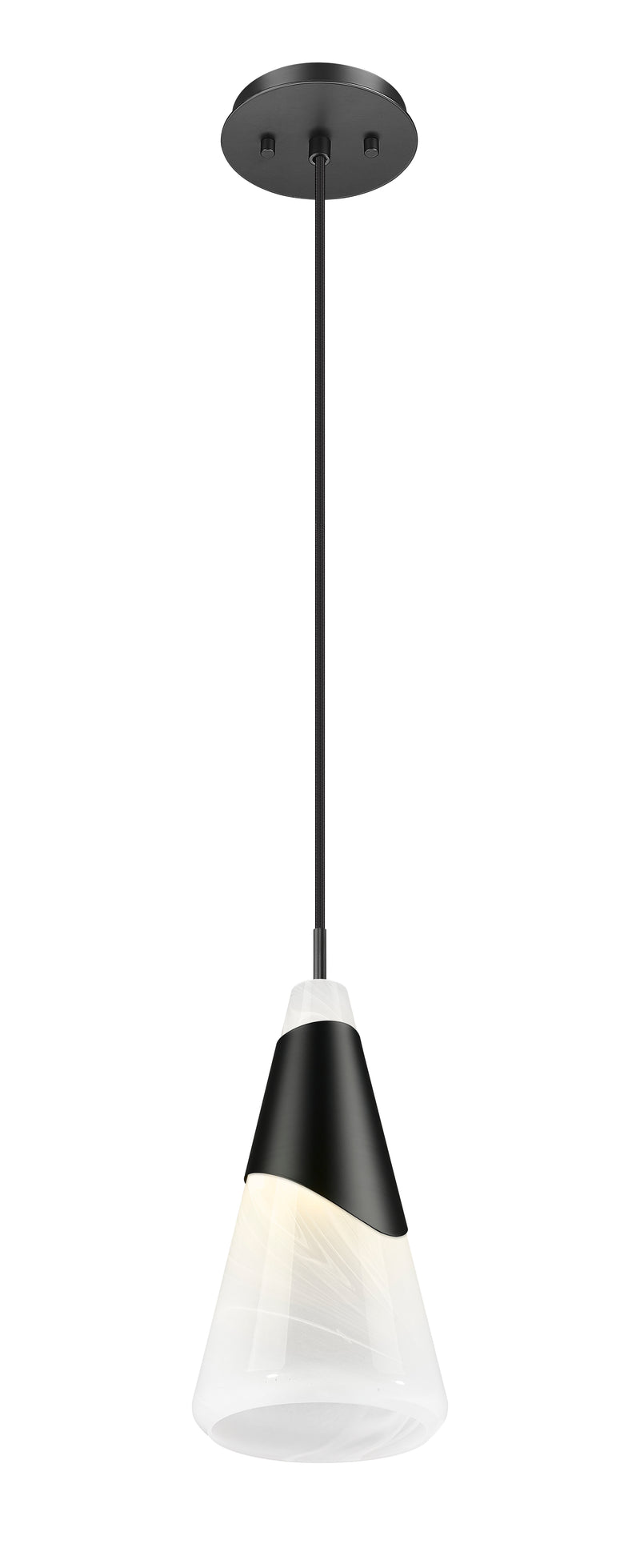 Aimie 1 Light 7" Pendant, Cord Mount in Matte Black