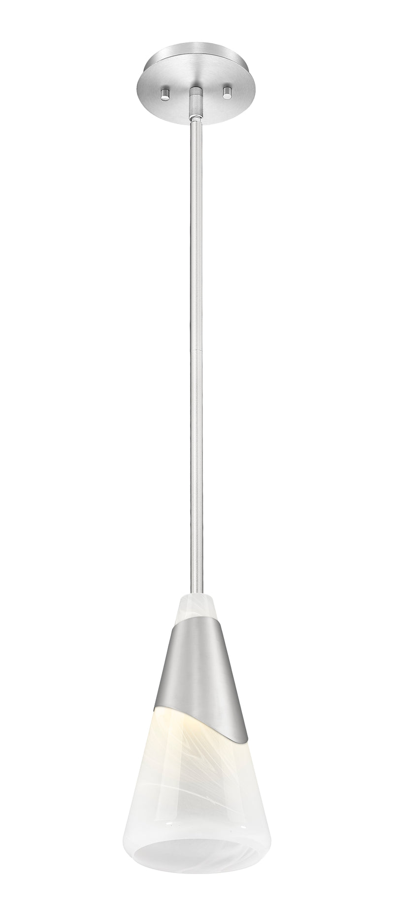 Aimie 1 Light 7" Pendant, Rod Mount in Brushed Nickel