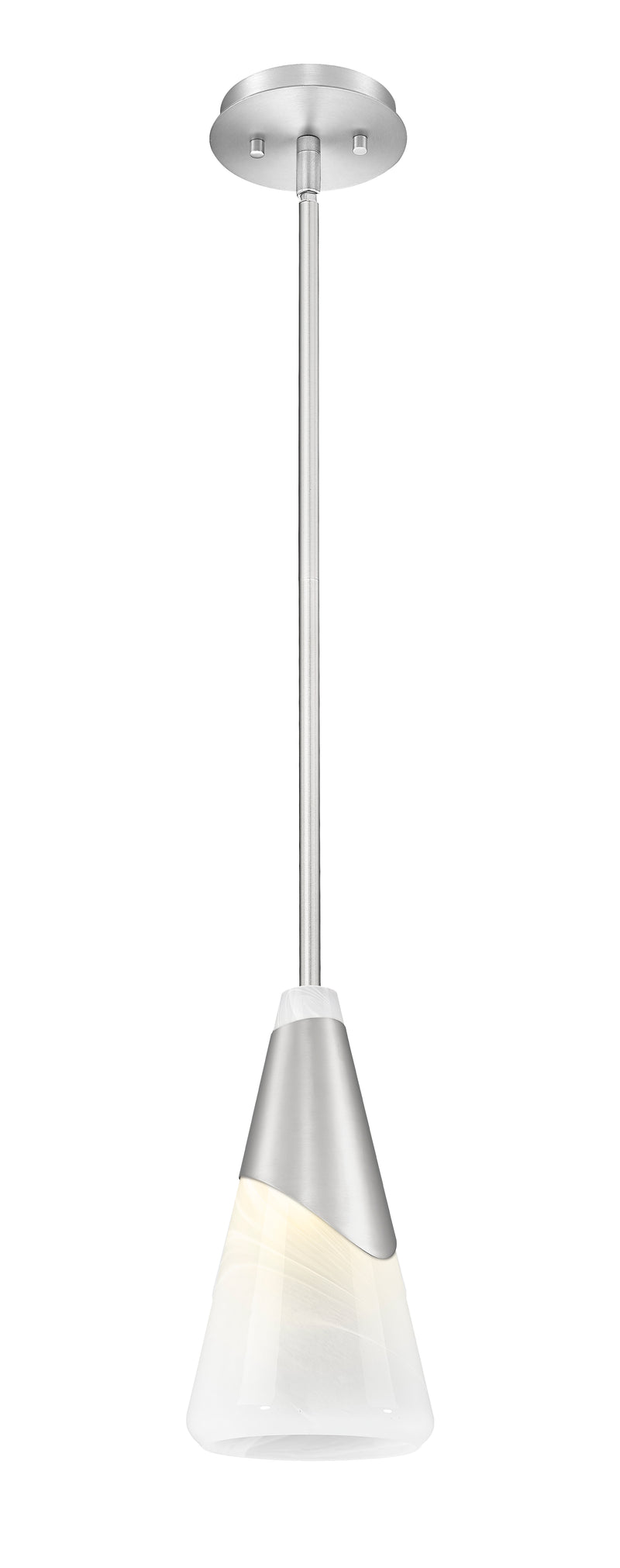 Aimie 1 Light 7" Pendant, Rod Mount in Brushed Nickel