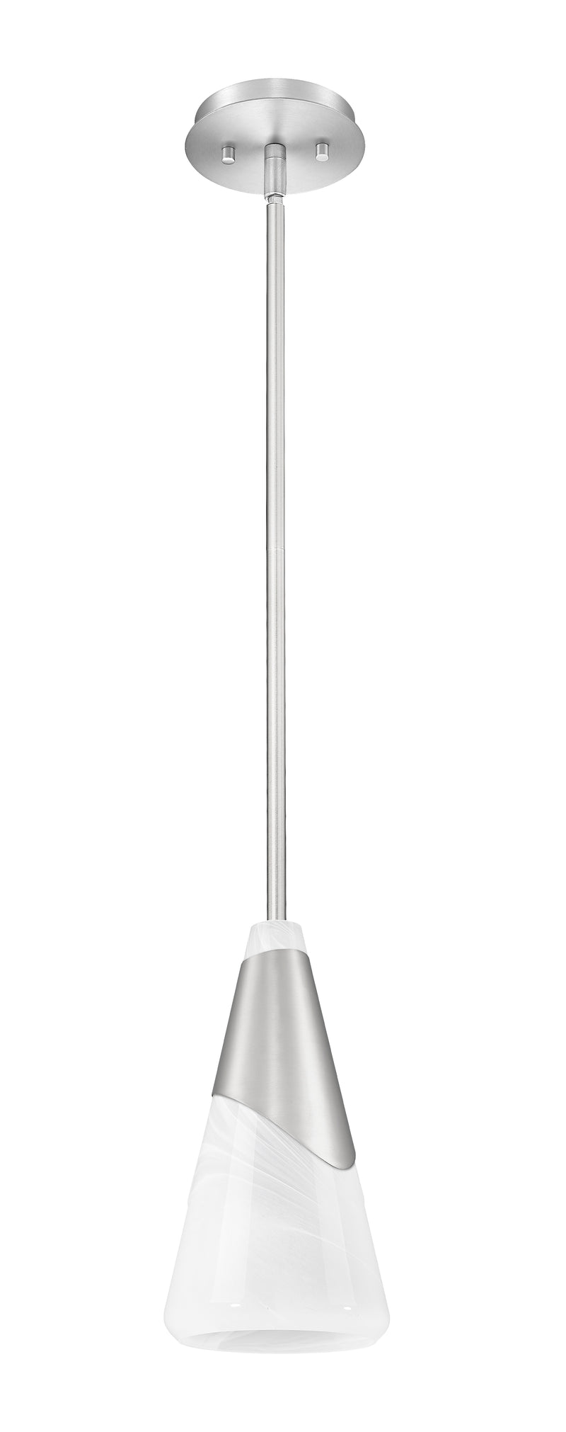 Aimie 1 Light 7" Pendant, Rod Mount in Brushed Nickel