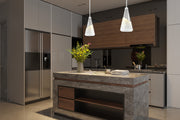 Aimie 1 Light 7" Pendant, Rod Mount in Brushed Nickel in a room setting