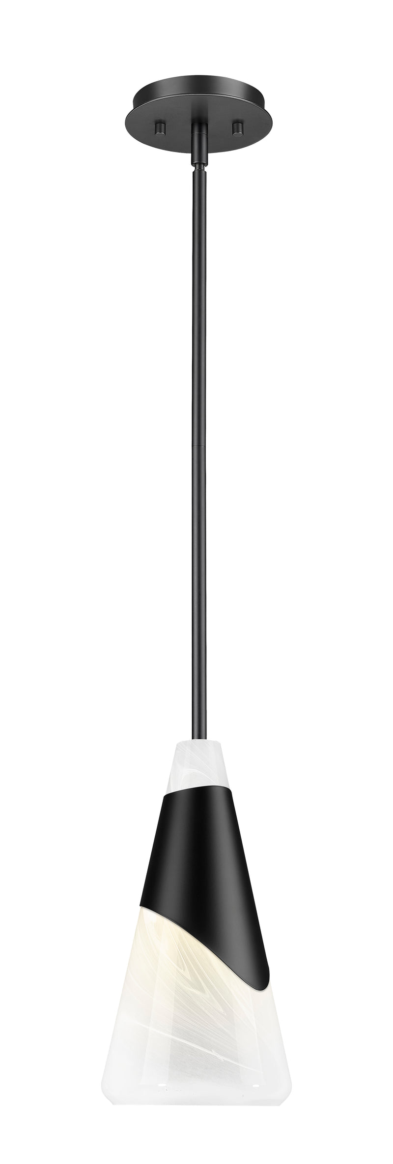 Aimie 1 Light 7" Pendant, Rod Mount in Matte Black