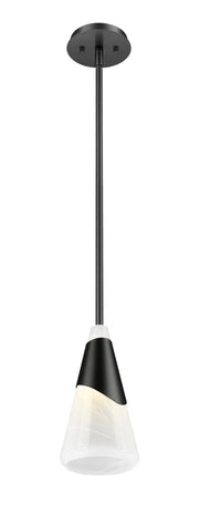 Aimie 1 Light 7" Pendant, Rod Mount in Matte Black