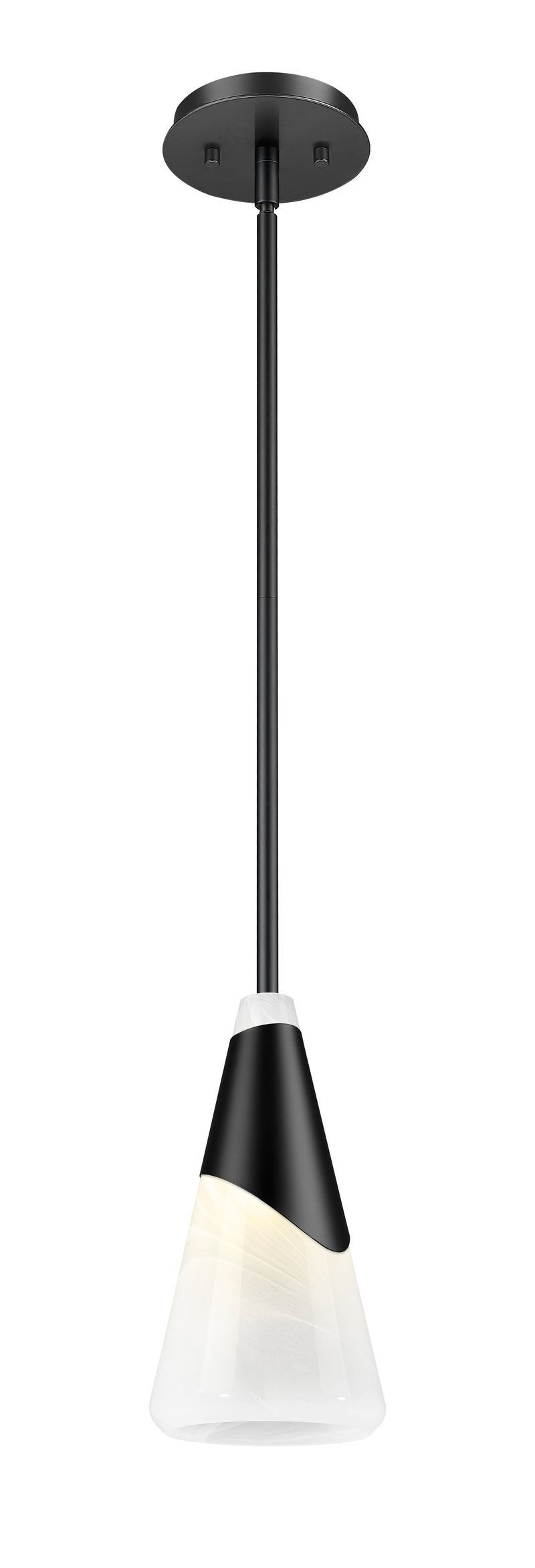 Aimie 1 Light 7" Pendant, Rod Mount in Matte Black