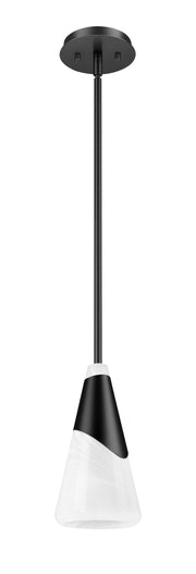 Aimie 1 Light 7" Pendant, Rod Mount in Matte Black