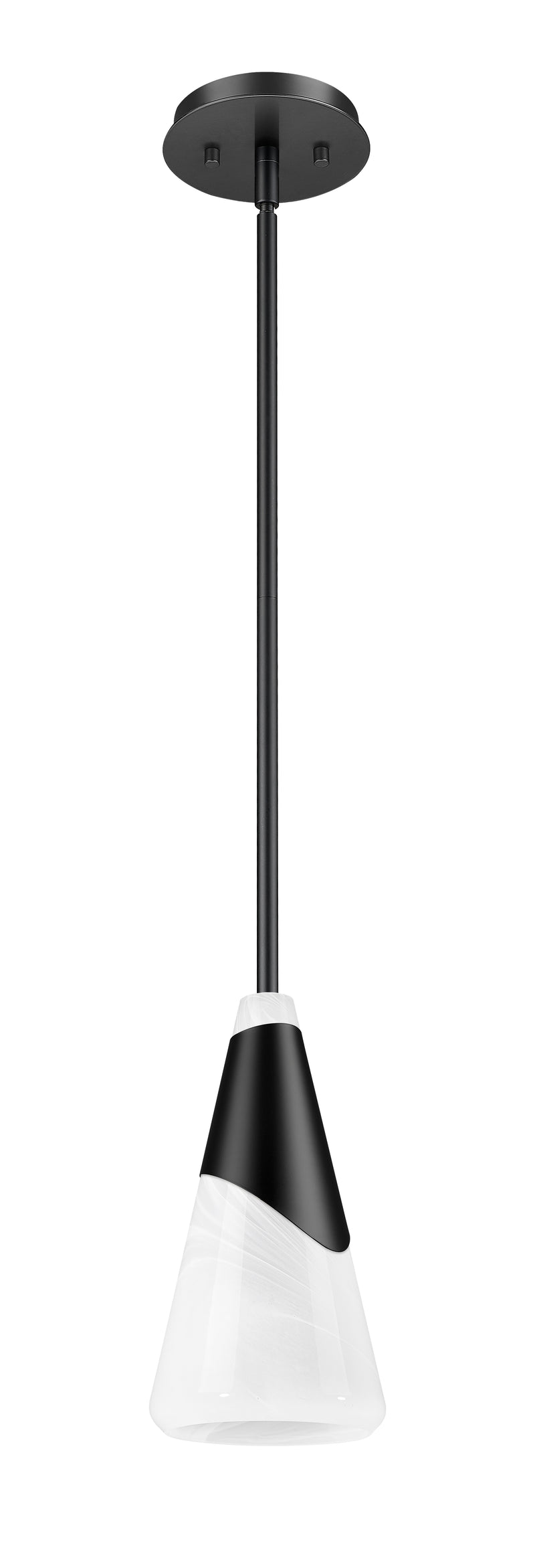 Aimie 1 Light 7" Pendant, Rod Mount in Matte Black