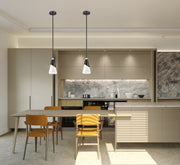 Aimie 1 Light 7" Pendant, Rod Mount in Matte Black in a room setting