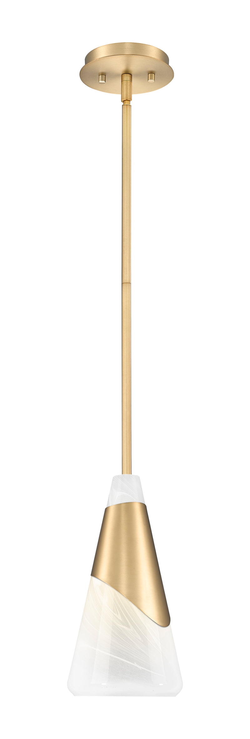 Aimie 1 Light 7" Pendant, Rod Mount in Modern Gold