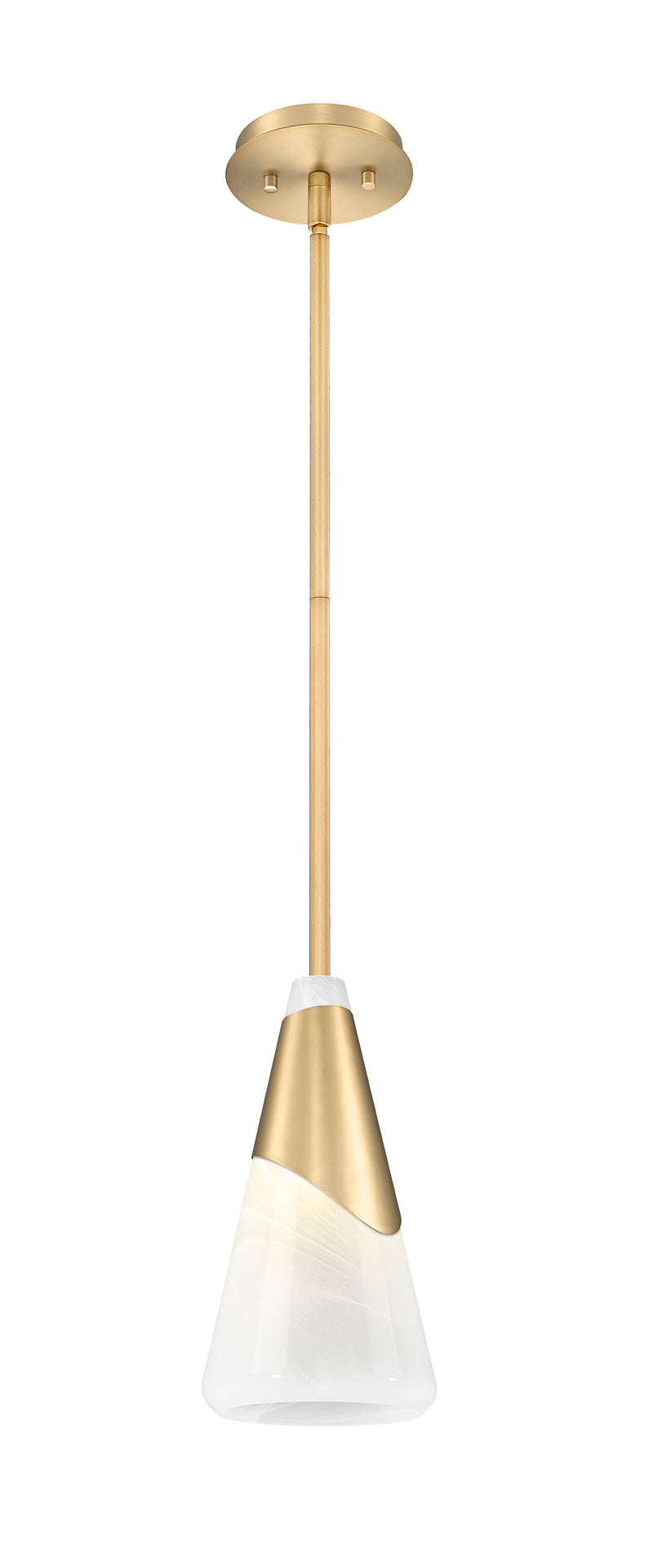 Aimie 1 Light 7" Pendant, Rod Mount in Modern Gold