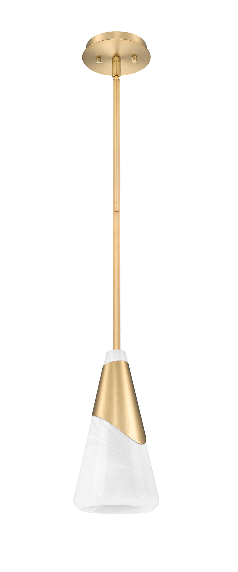 Aimie 1 Light 7" Pendant, Rod Mount in Modern Gold