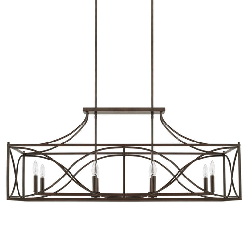Tybee 8-Light Linear Chandelier in Nordic Grey