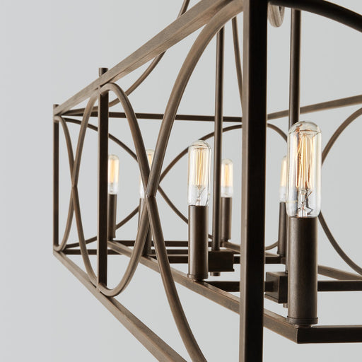 Tybee 8-Light Linear Chandelier in Nordic Grey