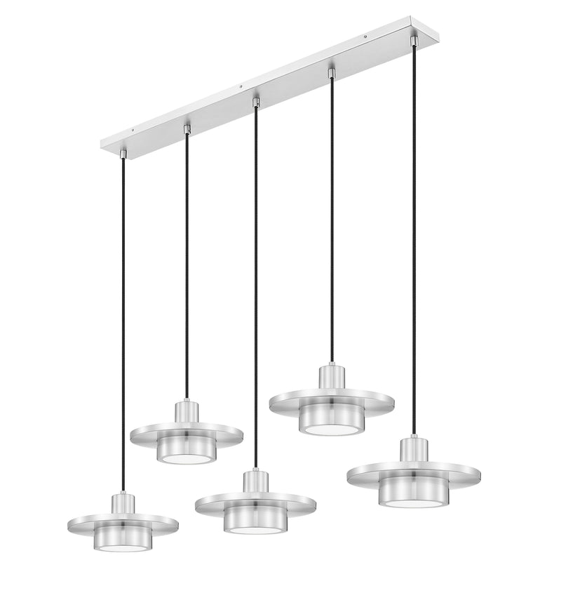 Ludo 5 Light 51.5" Linear Pendant in Brushed Nickel