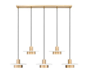 Ludo 5 Light 51.5" Linear Pendant in Matte White + Modern Gold