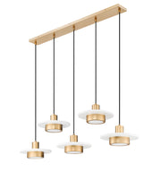 Ludo 5 Light 51.5" Linear Pendant in Matte White + Modern Gold