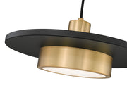 Ludo 1 Light 16" Pendant in Matte Black + Modern Gold