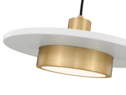 Ludo 1 Light 16" Pendant in Matte White + Modern Gold
